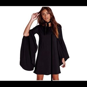 Chic long flare bell sleeve top dress